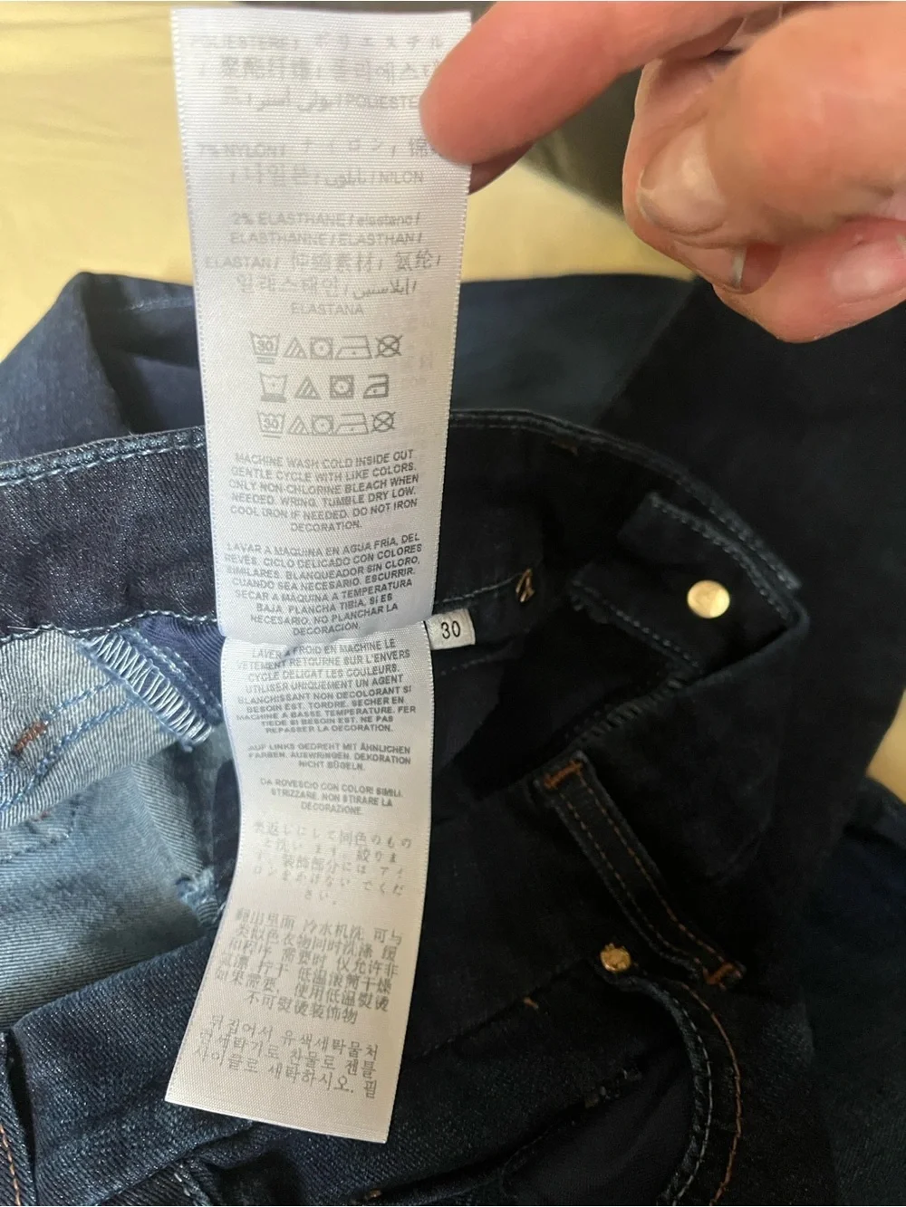 GUESS Power Cirvy Mid Dark Blue Denim Jeans with Brown Stitching Accents - Picture 6 of 7